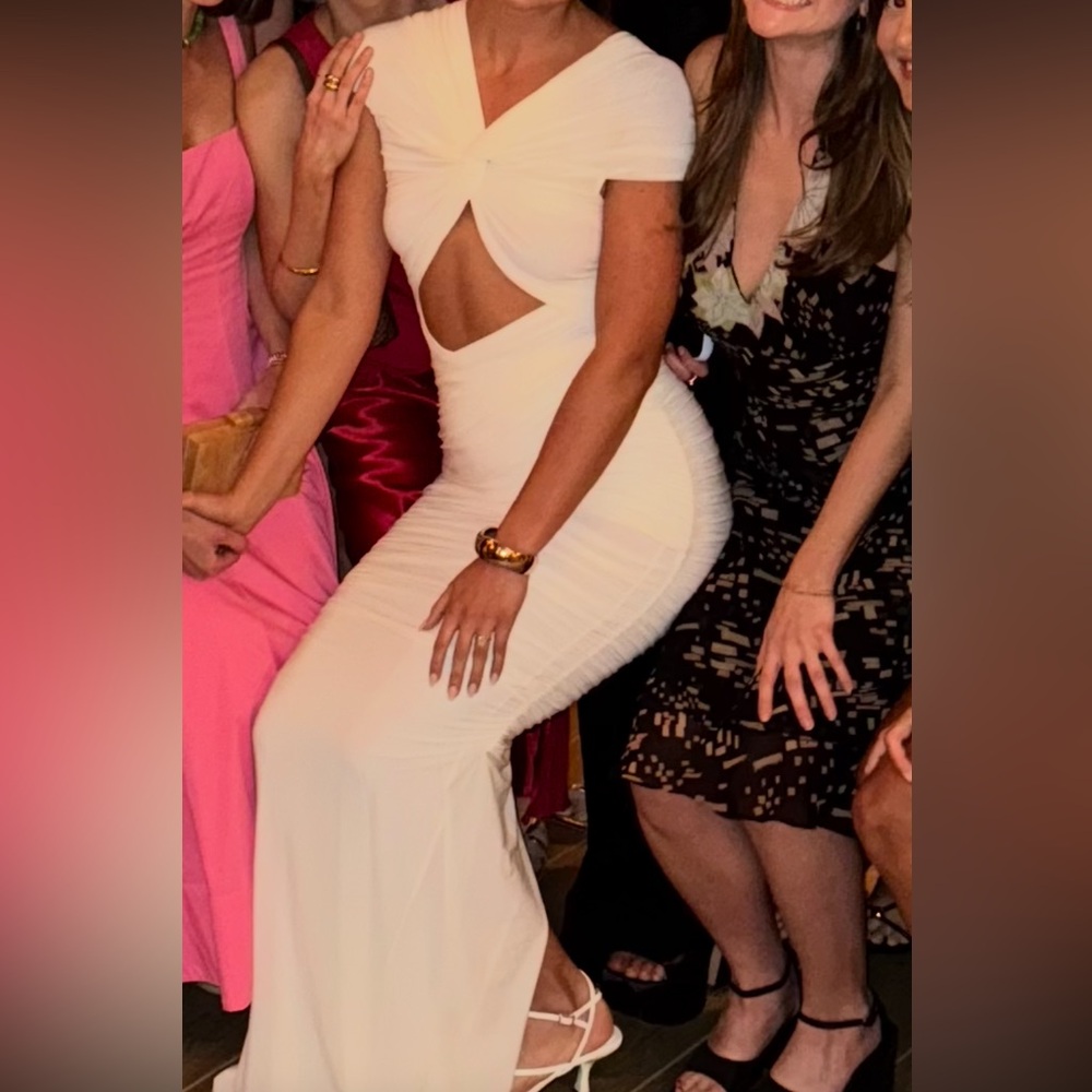 Ronny Kobo Nasha Twist-Front Cut-Out Maxi Dress in Off White - Picture 4 of 7